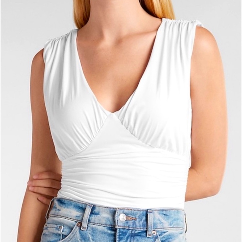 NWT EXPRESS white body contour thong bodysuit women’s size medium